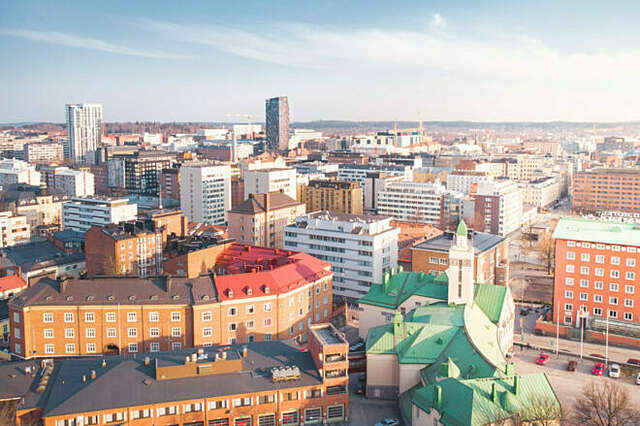 Aerial view of the city