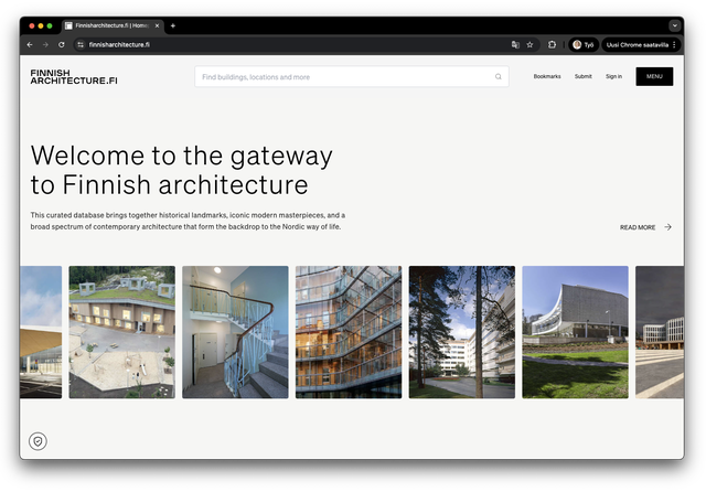 Verkkosivuston etusivu