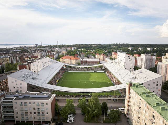 Aerial view of a stadium.