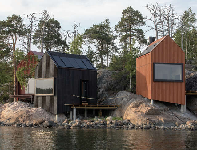 Small cabins by the sea.