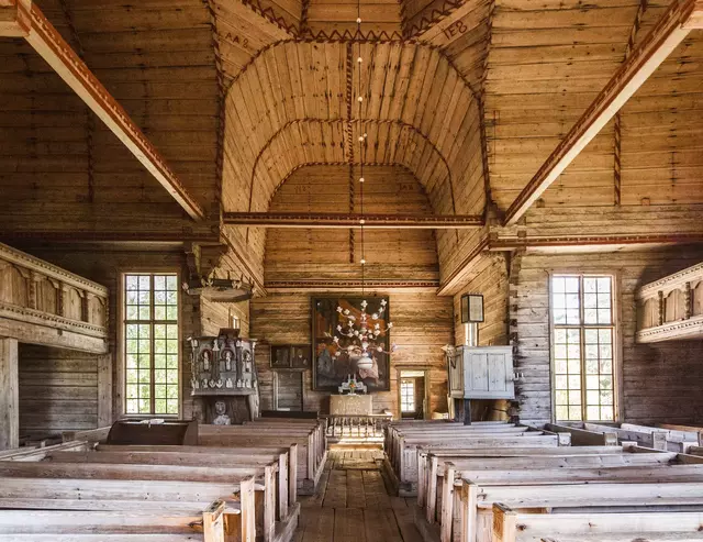 Old wooden church building.