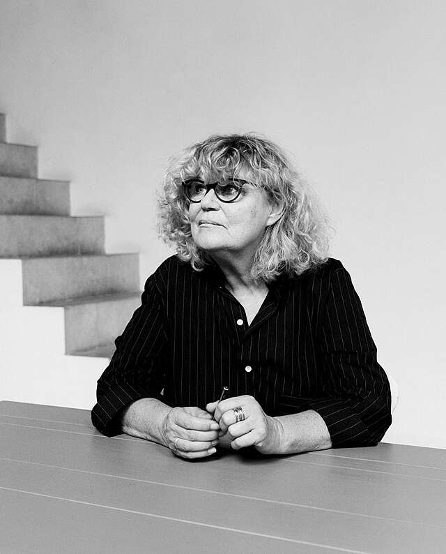 Black-and-white portrait of a woman.